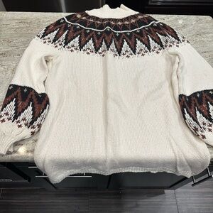 Patterned Cream Sweater Free People
